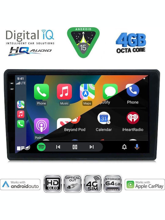 Digital IQ Auto-Audiosystem für Alfa Romeo Spider / Brera 2004-2012 mit Touchscreen 9" Bluetooth USB WiFi GPS Apple CarPlay Android Auto