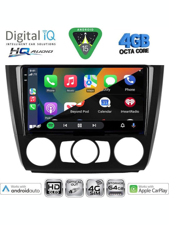 Digital IQ Car Audio System for BMW Series 1 2004-2013 with A/C (Bluetooth/USB/WiFi/GPS/Apple CarPlay/Android Auto) with 9" Touch Screen