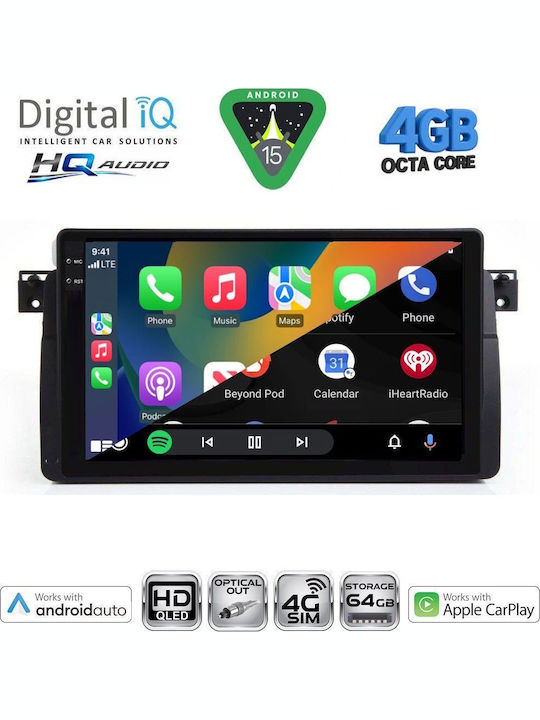 Digital IQ Car Audio System for BMW Series 1 2004-2013 with Clima Bluetooth USB WiFi GPS Apple CarPlay Android Auto with 9" Touch Screen