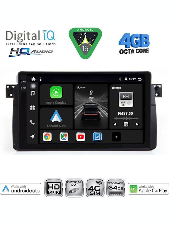 Digital IQ Car Audio System for BMW Series 1 2004-2013 with Clima Bluetooth USB WiFi GPS Apple CarPlay Android Auto with 9" Touch Screen