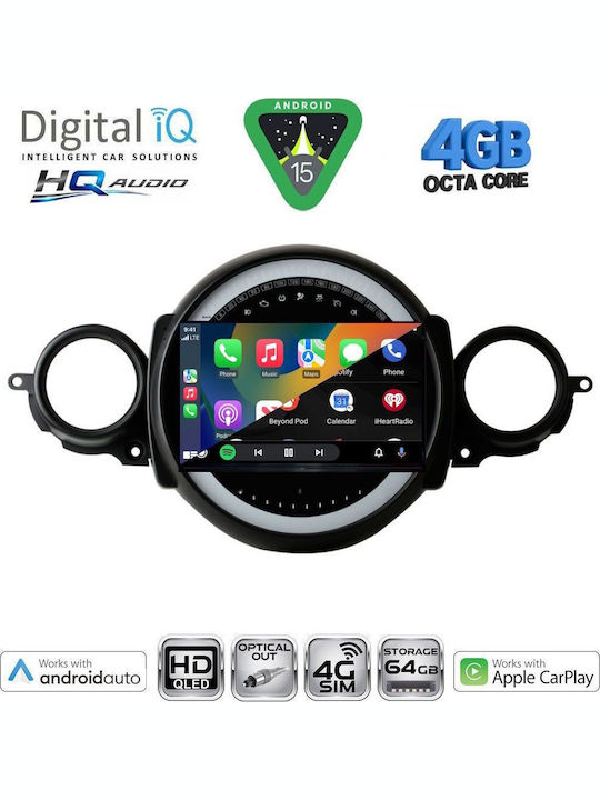 Digital IQ Auto-Audiosystem für Mini Cooper 2000-2006 Bluetooth USB Eingebautes Wi-Fi GPS Apple CarPlay Android Auto mit Touchscreen 9 Zoll