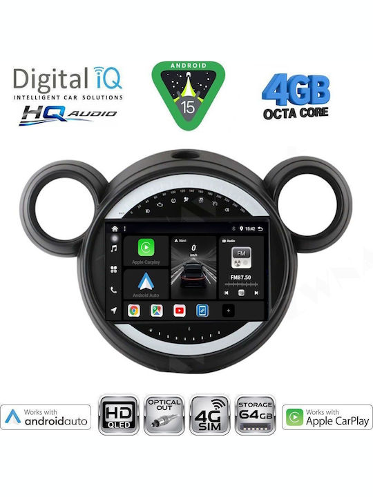 Digital IQ Auto-Audiosystem für Mini Cooper 2000-2006 Bluetooth USB Eingebautes Wi-Fi GPS Apple CarPlay Android Auto mit Touchscreen 9 Zoll