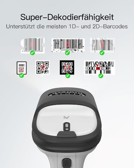 Inateck Handheld-Scanner Drahtlos mit 2D- und QR-Barcode-Lesefunktion