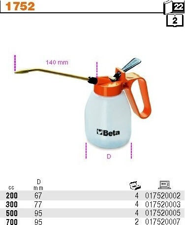 Beta Oil can 1752 500ml 017520005 Oil Can