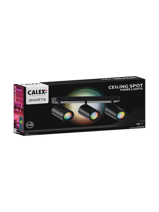 Calex Τριπλό Σποτ με Ντουί GU10 σε Μαύρο Χρώμα