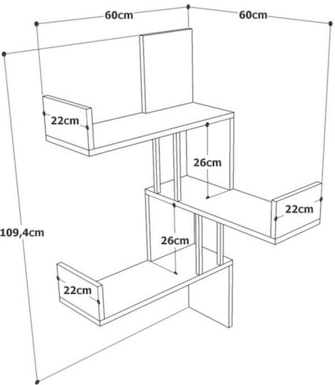 Corner Wall Shelf 60x22x109cm Corner Wall Shelf 60x22x109cm