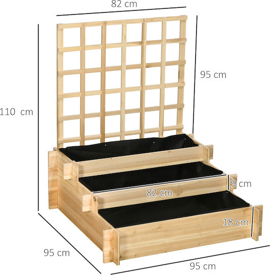 Outsunny Wooden Planter Box with Lattice Elm 95x95x110cm