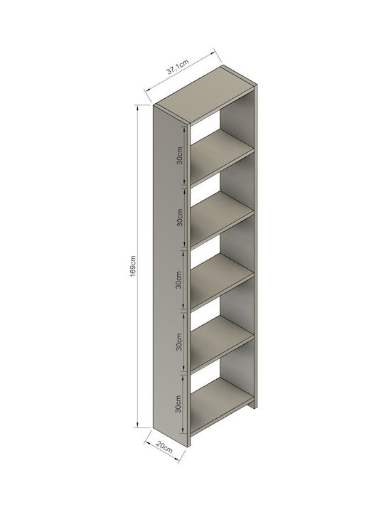 Bibliotecă Albă 37.1x20x169cm