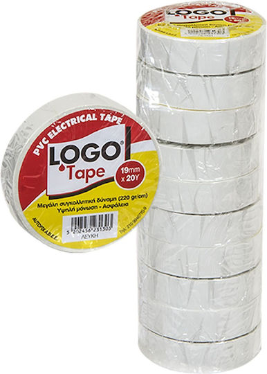 Logo Bandă de izolație 19mm x 18.3m PVC White Alb