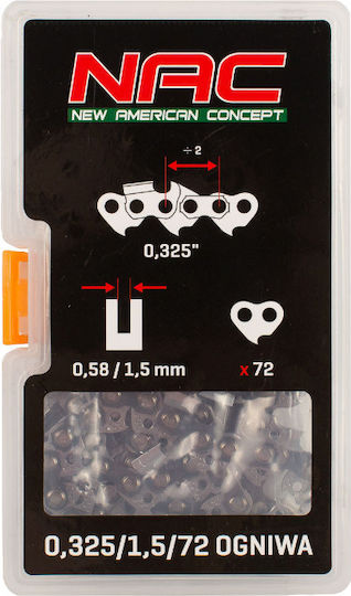 Nac 18" Cutting Chain 72 325" 1.5 Sps01-45 02-45 Yd45/45 Tt-cs5200