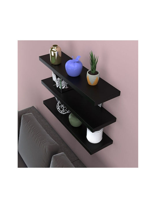 Black Wall Shelves (3 Pieces) 50x12x12cm