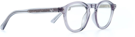 Round Photochromic Clear Blue To Dark Blue Frame Clear To Grey Lenses