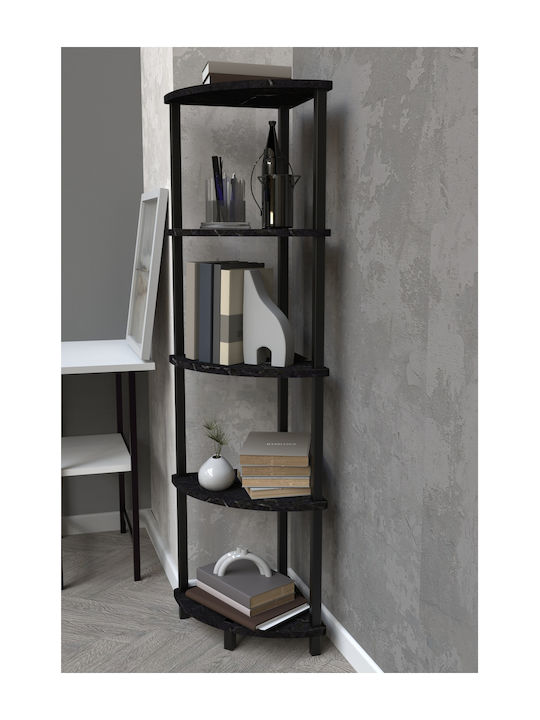 Γωνιακή Βιβλιοθήκη Μαύρο 35x35x145εκ.