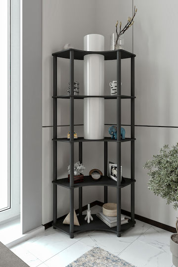 Corner Gray Bookcase 68x24x155cm