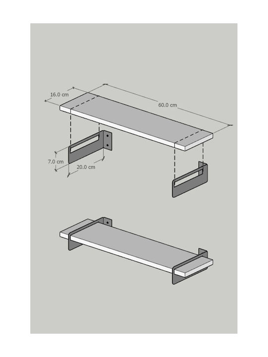 Gold Wall Shelf 60x16x7cm