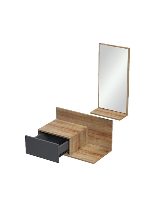 Miranda Έπιπλο Εισόδου με Καθρέπτη Oak-ανθρακί 60x30x89.5εκ.