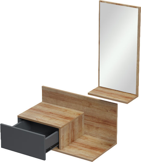 Miranda Mobilier Hol cu Oglindă Stejar-Antracit 60x30x89.5cm Miranda Mobilier Hol cu Oglindă Stejar-Antracit 60x30x89.5cm