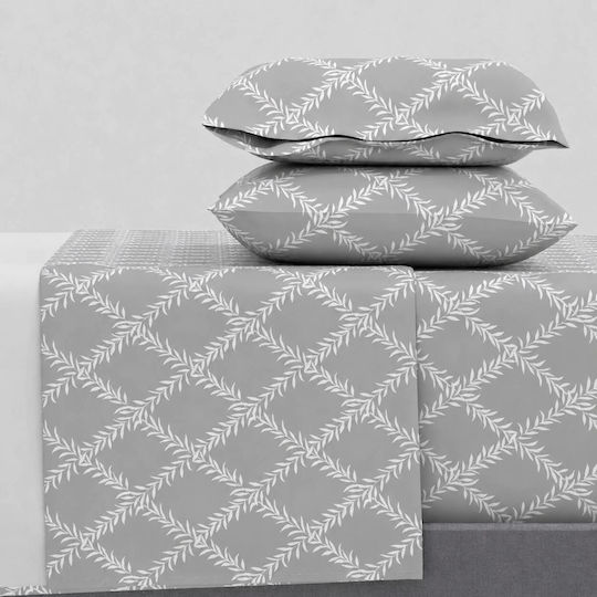 Astron Italy Lucia Bed Sheets Set for Single Bed 3 Pieces 175x260 cm Lucia Gray