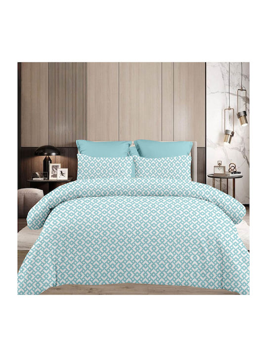 Astron Italy Chiara Set Bed Sheets for Single Bed with Rubber Hugger 100x200+30cm Petrol Blue 3 Pieces