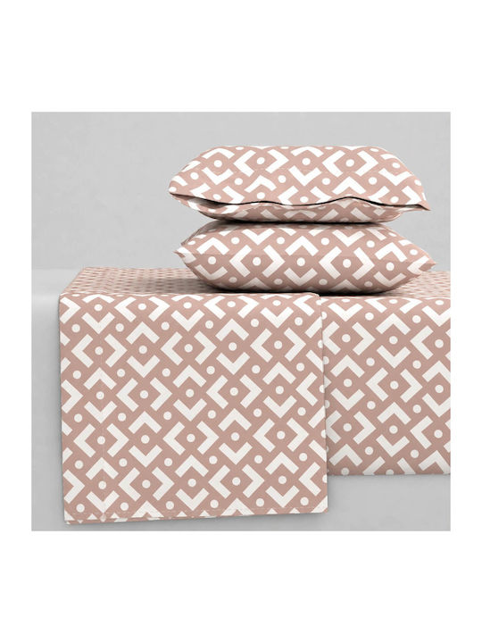 Astron Italy Chiara Σετ Σεντόνι με 2 Μαξιλαροθήκες Υπέρδιπλο με Λάστιχο 175x260εκ. Chocolat (3τμχ)