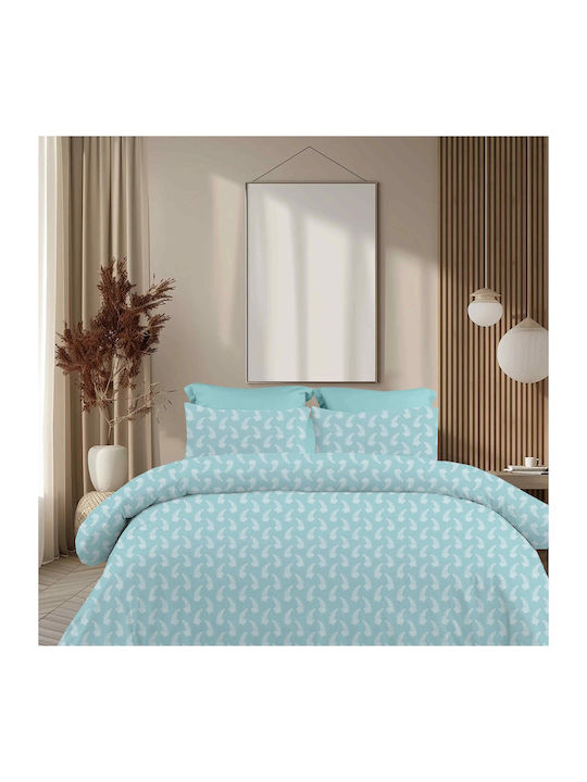 Astron Italy Vivian Single Bed Sheet Set with Rubber Hugger 100x200+30cm Petrol Blue (3 Pieces)
