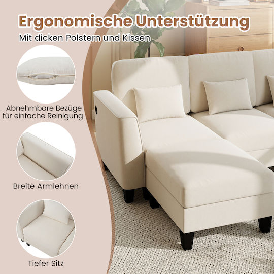 Corner Couch Beige 280x144x84cm