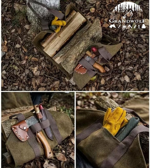 Grandwolf Heavy Duty Canvas Firewood Carrier Large Chaki