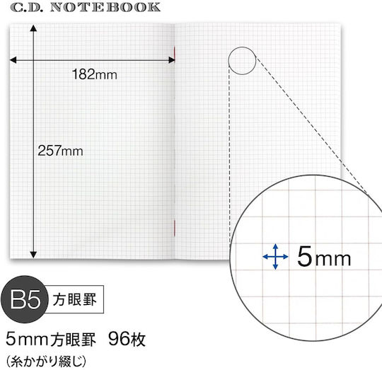 Apica Notebook Premium Cd Silky Σημειωματάριο B5 96 Φύλλων Καρέ Κόκκινο