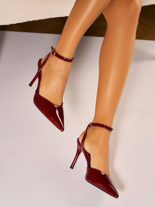 Pantofi Cu Toc Din Lac Burgundy