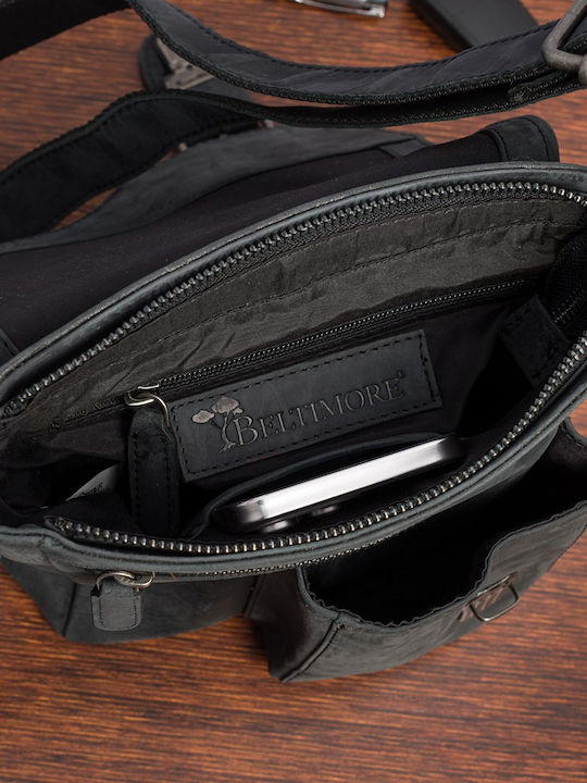 Leder Herren Tasche Bote Schwarz