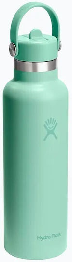 Hydro Flask Standard Flex Stainless Steel Thermos Bottle 621ml Mermaid Green with Straw