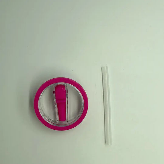 Spare Lid Straw Thermos Cup Tumbler Pandaboo 600 Ml Pink