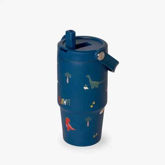 Citron Stainless Steel Kids Water Bottle Dinosaurs Thermos with Straw Non Spill Dino 600ml