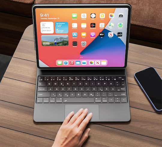Husă Tastatură Earto Ipad Air 2024 12,9 Inch Dispunere Qwertz Neagră
