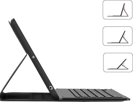 Qwerty Ipad 10,2 7., 8. und 9. Generation Hülle Kunstleder Schwarz