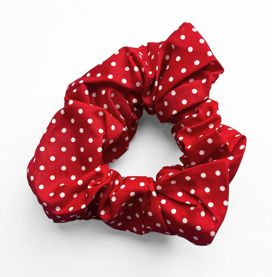 Classic Scrunchie Hair In Soft Cotton Retro Chic Red Polka Dot
