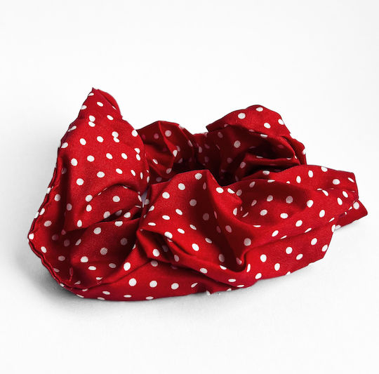 Classic Scrunchie Hair In Soft Cotton Retro Chic Red Polka Dot