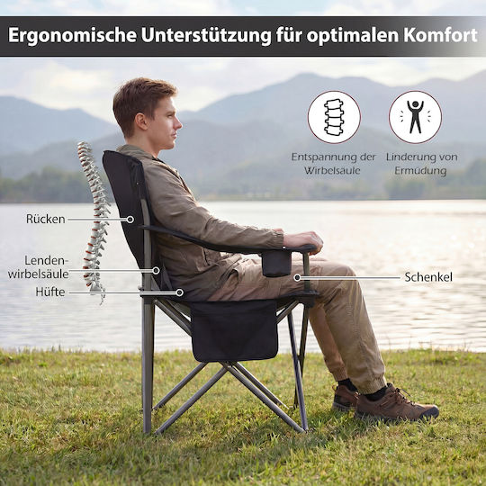 Costway Beach Chair Black 99x63x97.5cm