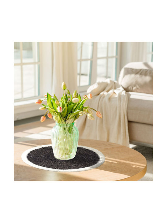 Relaxdays Tischsets Rund Korbweide Schwarz 37cm 6 Stück