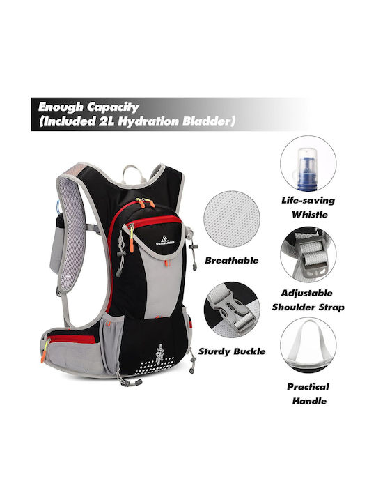 15-liter Hydration Backpack 2-liter Water Reservoir Waterproof Reflective Details Breathable Multifunctional Hiking Running Skiing Cycling