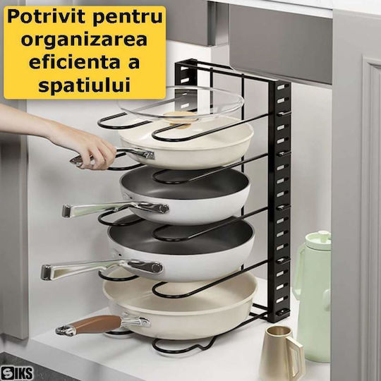 Suport Pentru Oale Și Tigăi Metalic 40x20x5cm 5 Bucăți Negru