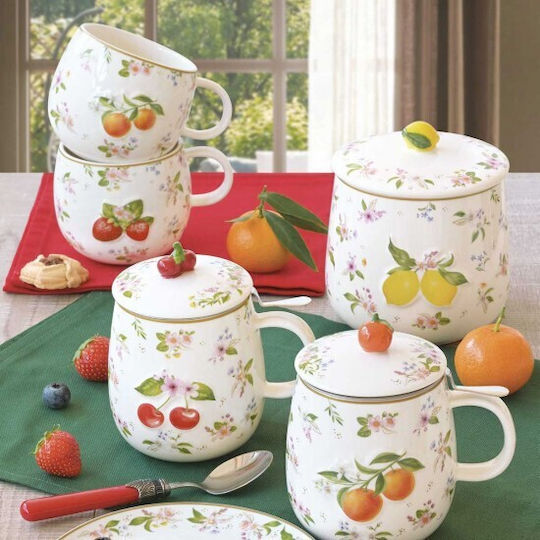 Порцеланова Чаша 450ml Метален Цедка Fancy Fruit Easy Life 3421fanf-a