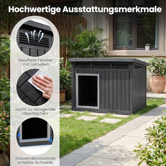 Costway Dog House Elevated Outdoor Gray 61x64x81cm