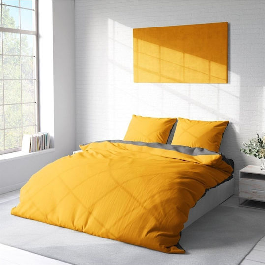 SteweHome Cotton Duvet Cover Set 200x220cm Double with 2 Pillowcases Yellow