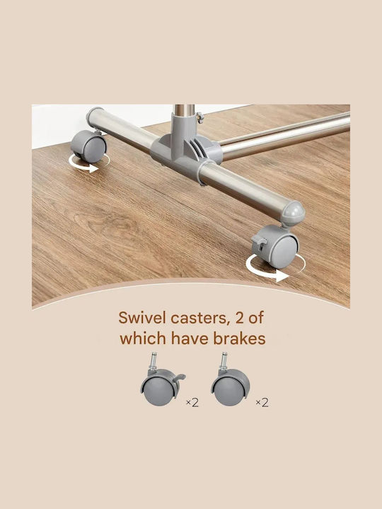 Songmics Rolling Floor Garment Rack Metal Gray 198x49cm