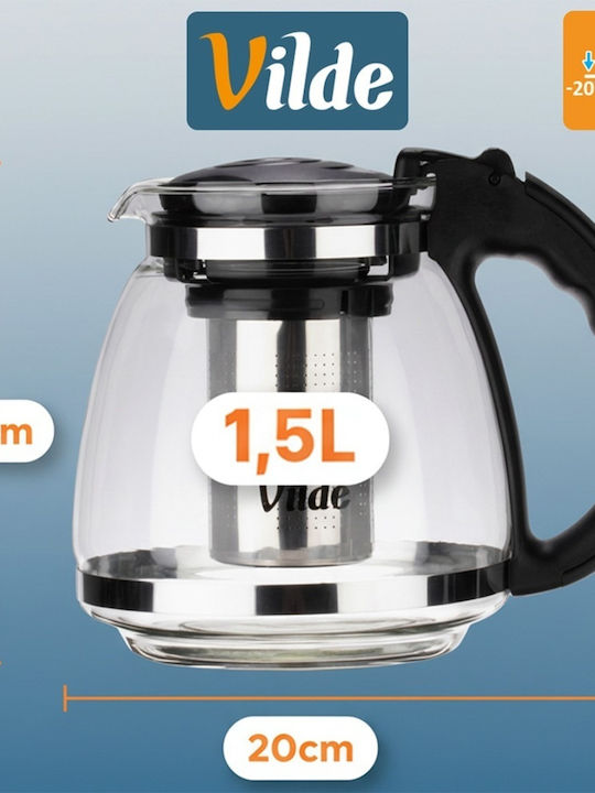 Vilde Τσαγιέρα με Φίλτρο Γυάλινη Διάφανη 1500ml