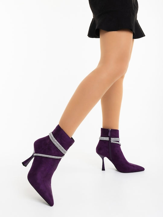 Women's Ankle Boots with High Heel Purple