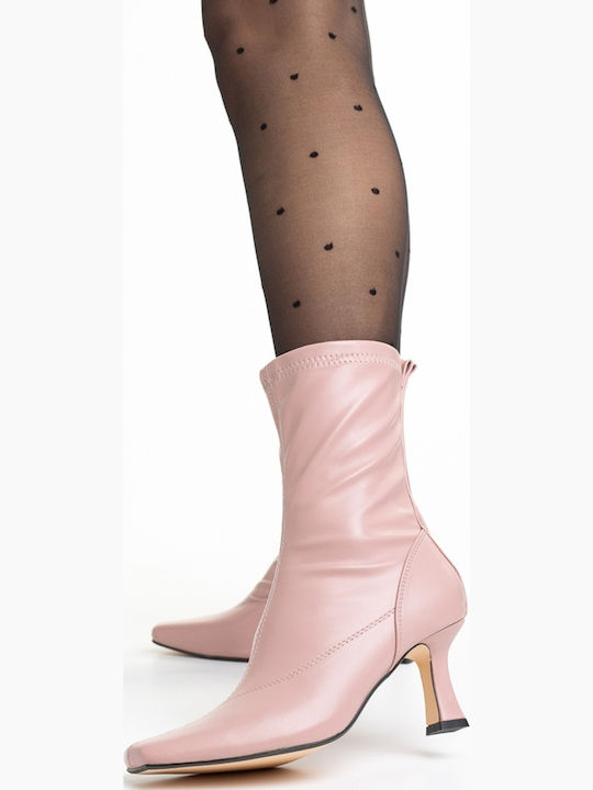 Leder Damen Stiefeletten Ankle Boots Mit Mittelhohem Absatz Rosa