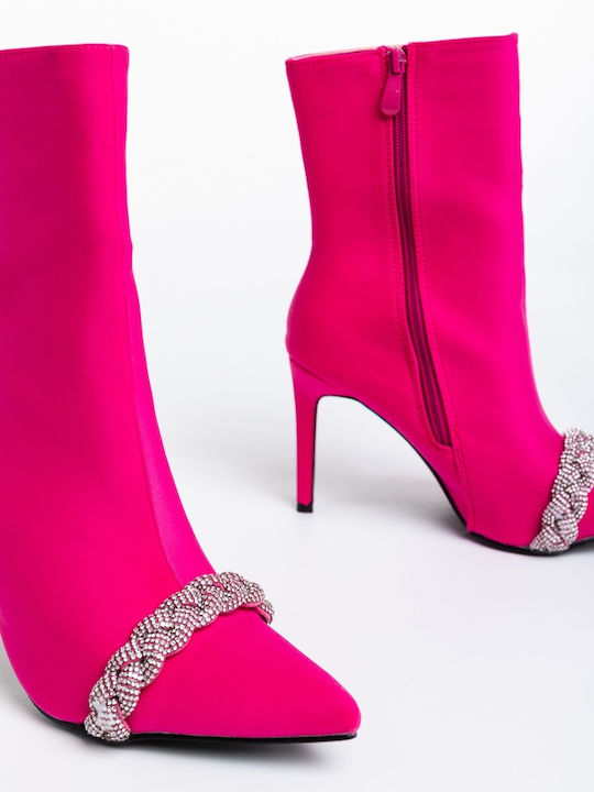 Ghete Dama Ankle cu Toc Înalt Fucsia