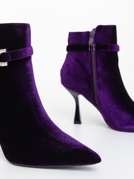 Ghete Dama Ankle Boots cu Toc Înalt Violet